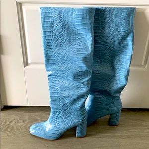 Light Blue Mid High Boots
